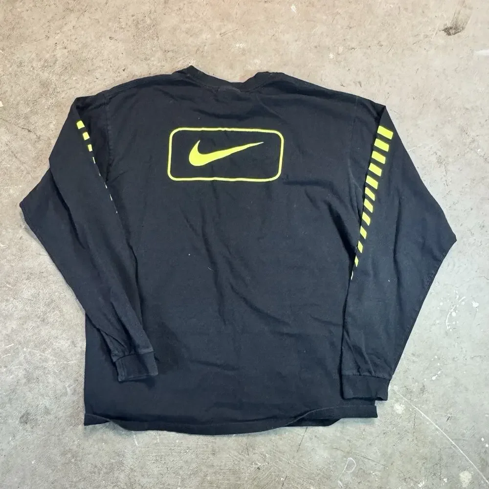 Vintage Nike Long Sleeve T Shirt Mens Medium M Black 90s 2000s Style Hip Hop